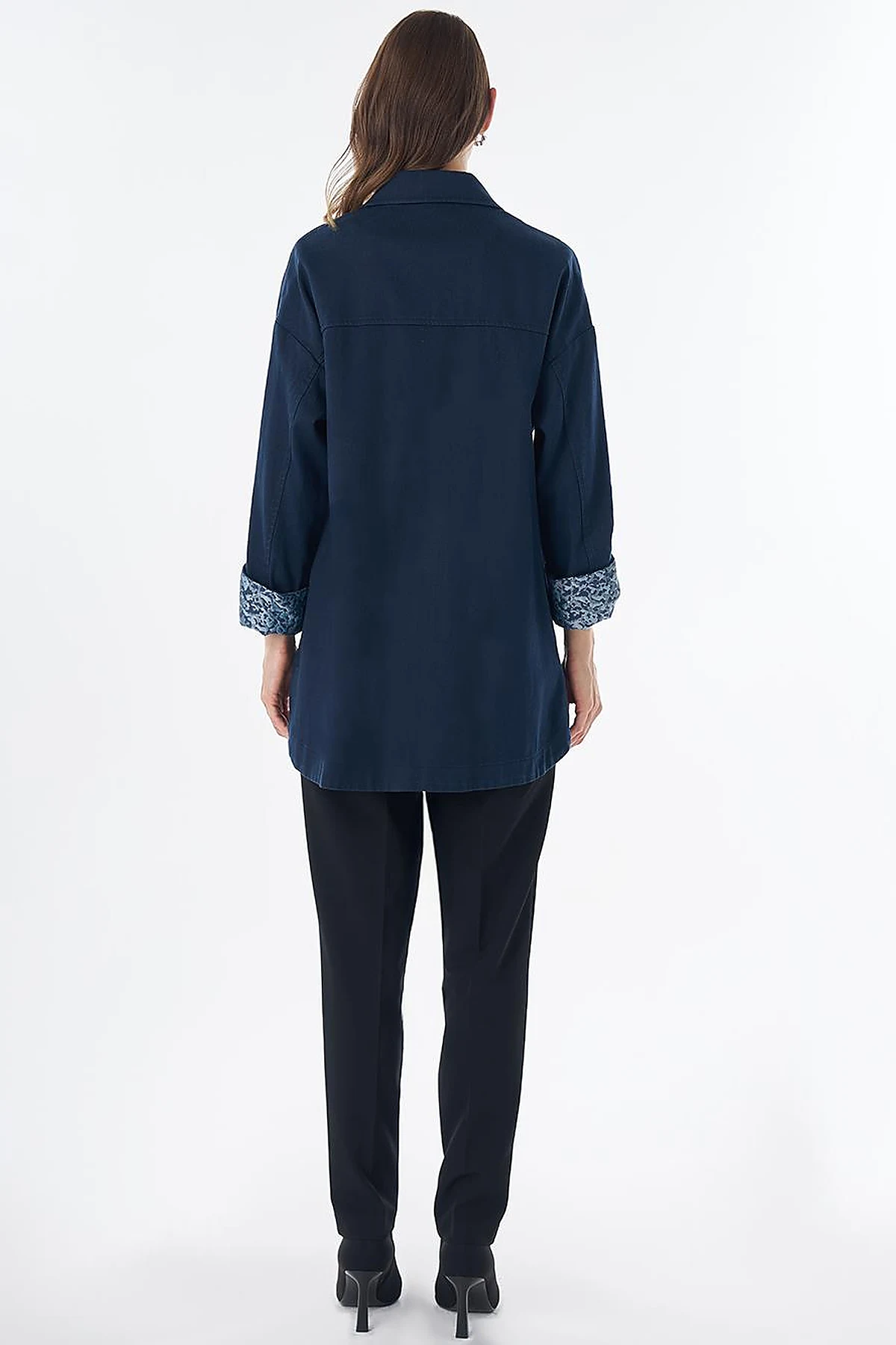 Button-Front Non-Denim Jacket – Dark Navy