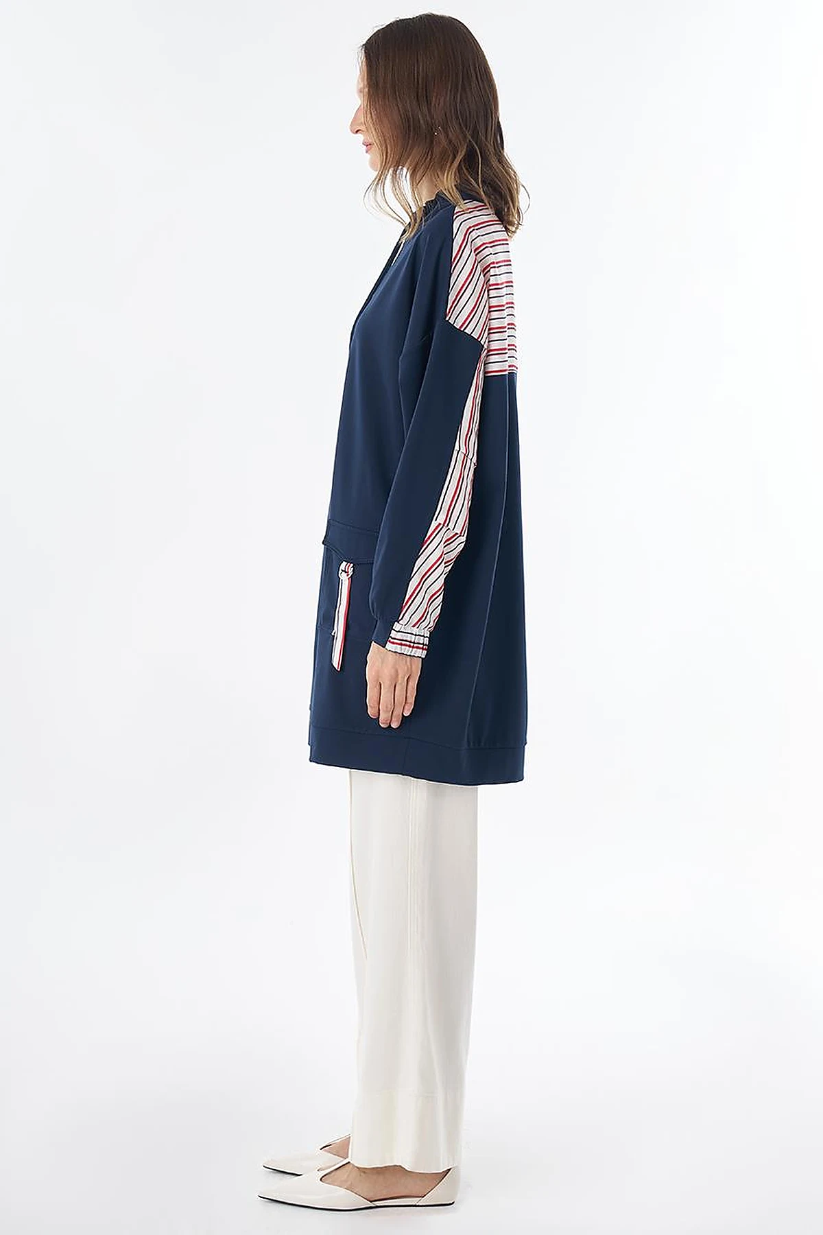 Dropped-Shoulder Scuba Sweatshirt – Dark Navy