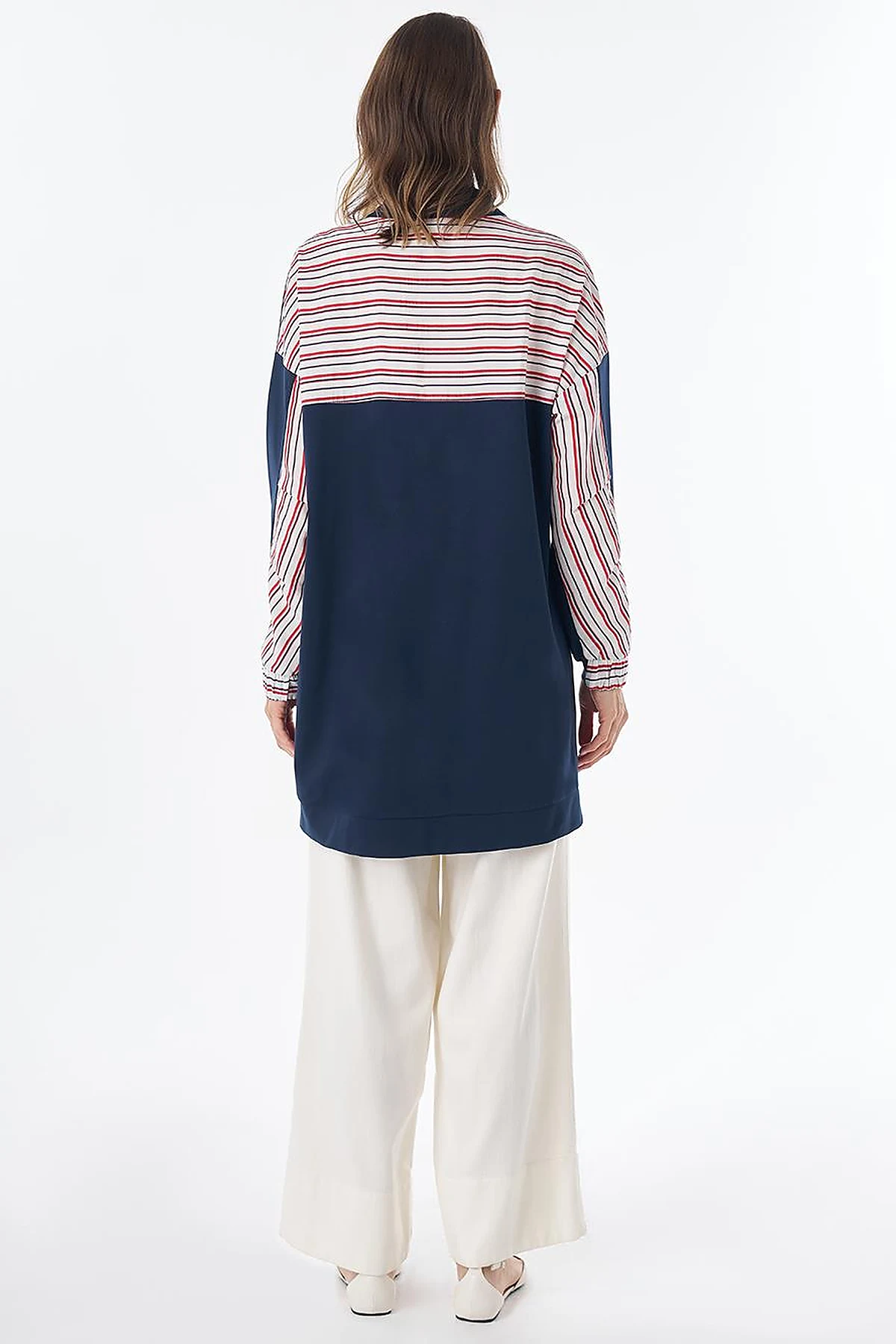 Dropped-Shoulder Scuba Sweatshirt – Dark Navy