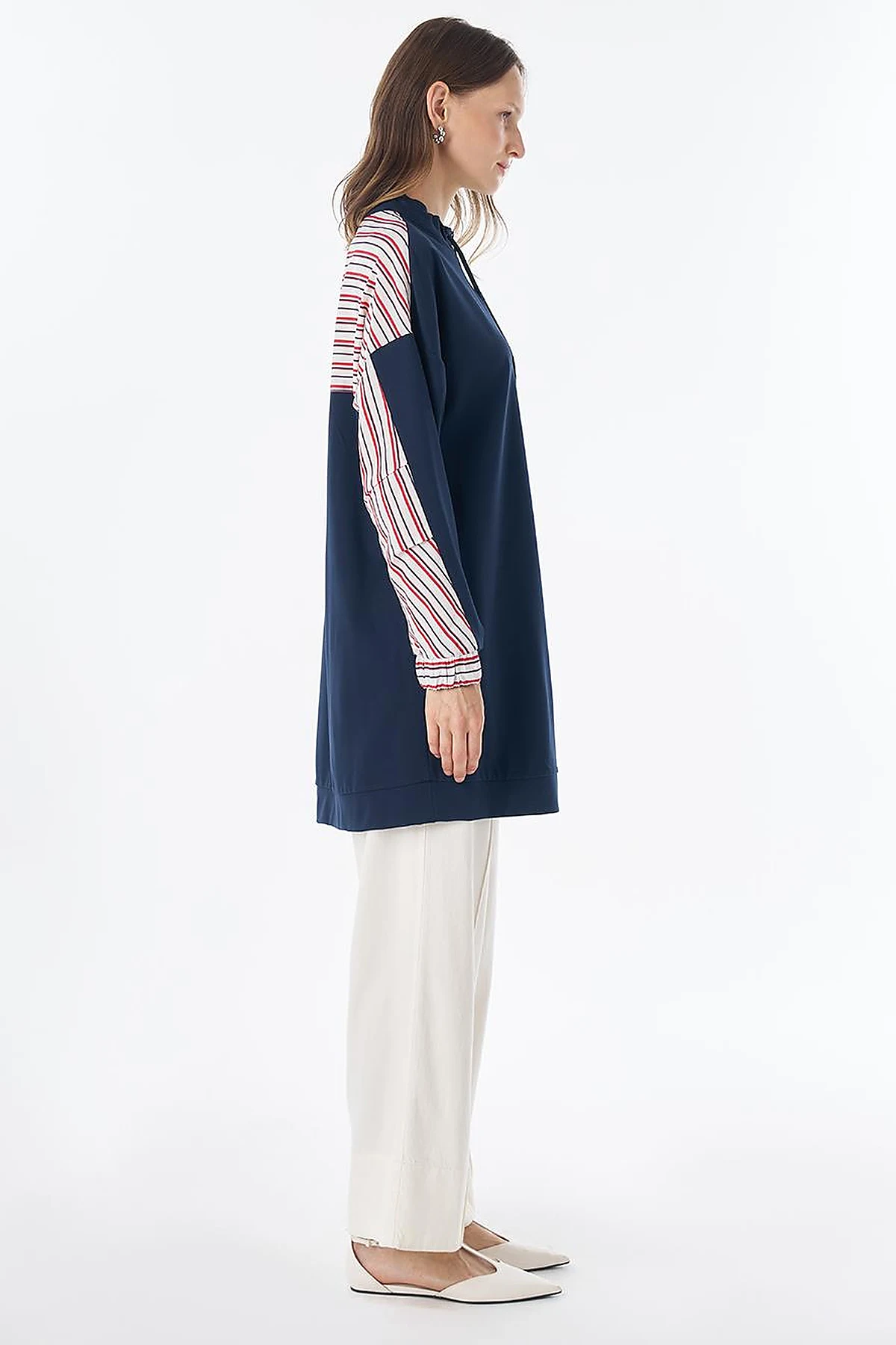 Dropped-Shoulder Scuba Sweatshirt – Dark Navy