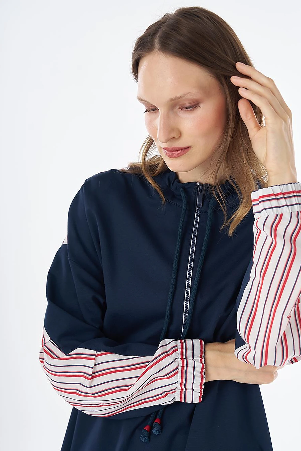 Dropped-Shoulder Scuba Sweatshirt – Dark Navy