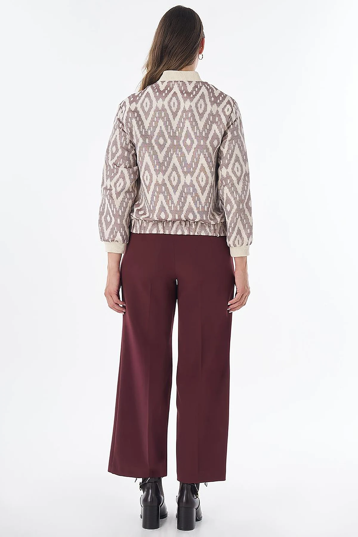 Pearl-Embellished Bomber Jacket – Brown