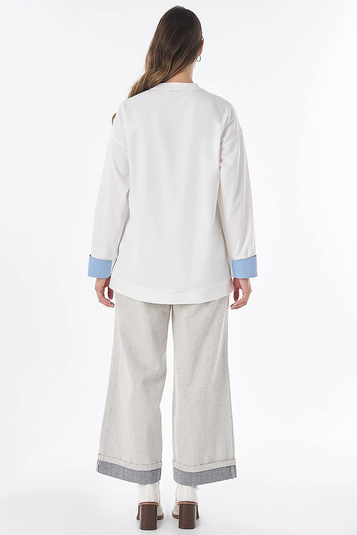 Embroidered Appliqué Viscose Sweatshirt – Ecru