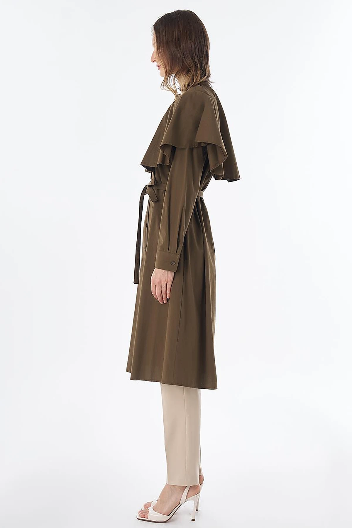 Cape-Detail Long Tunic – Khaki