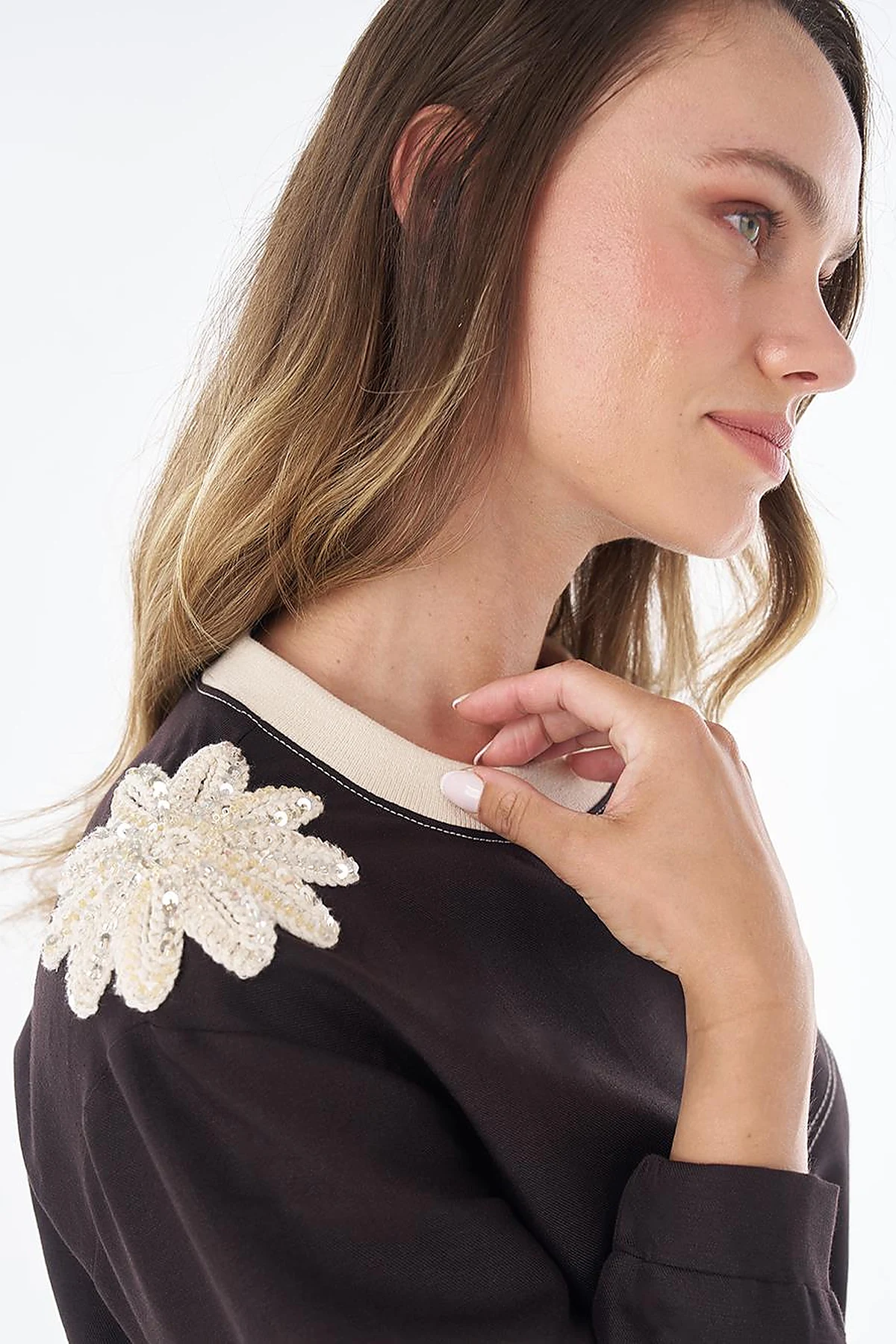 100% Cotton Piece Stitched Dress Brown