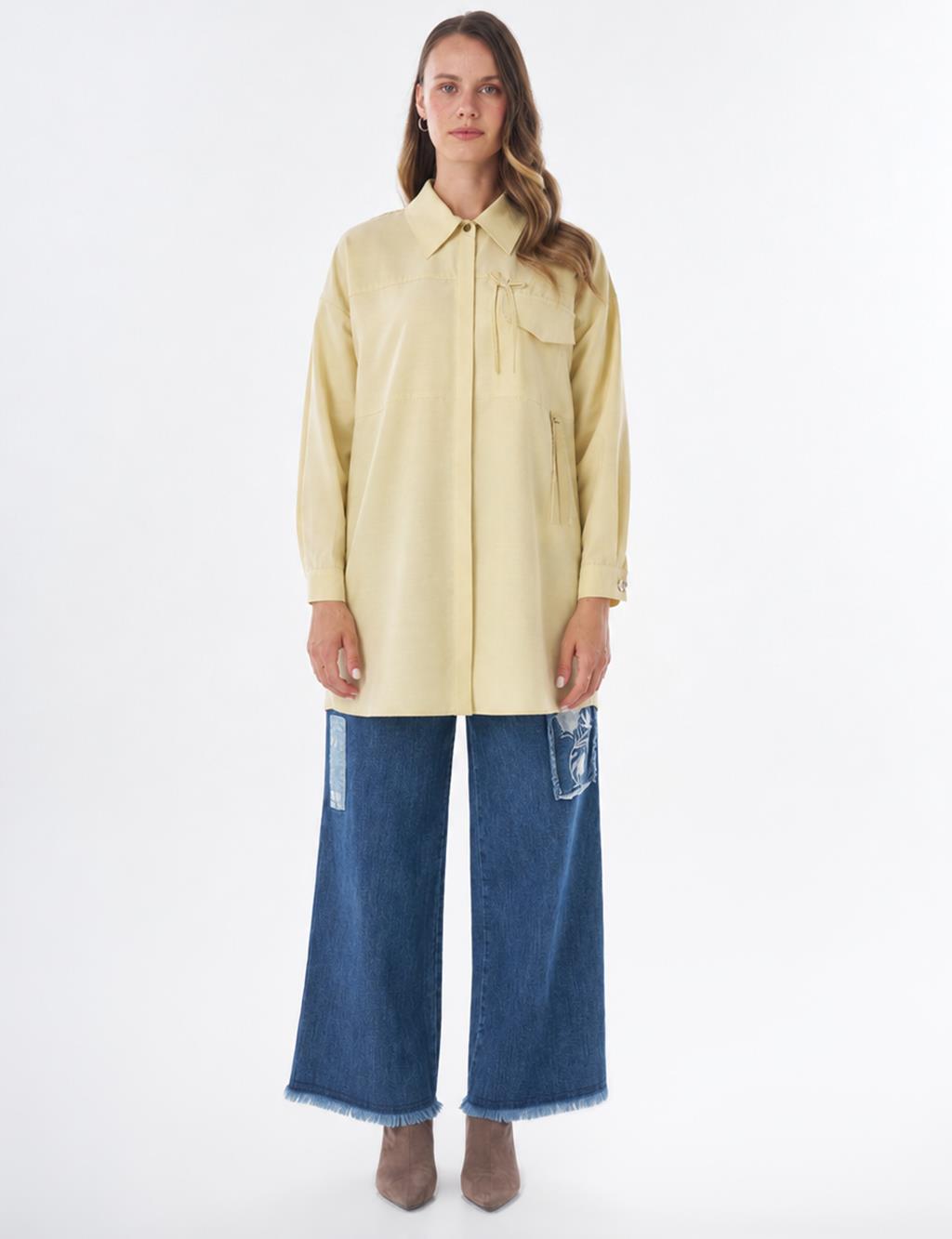 Bow Detail Modal Tunic – Lemon