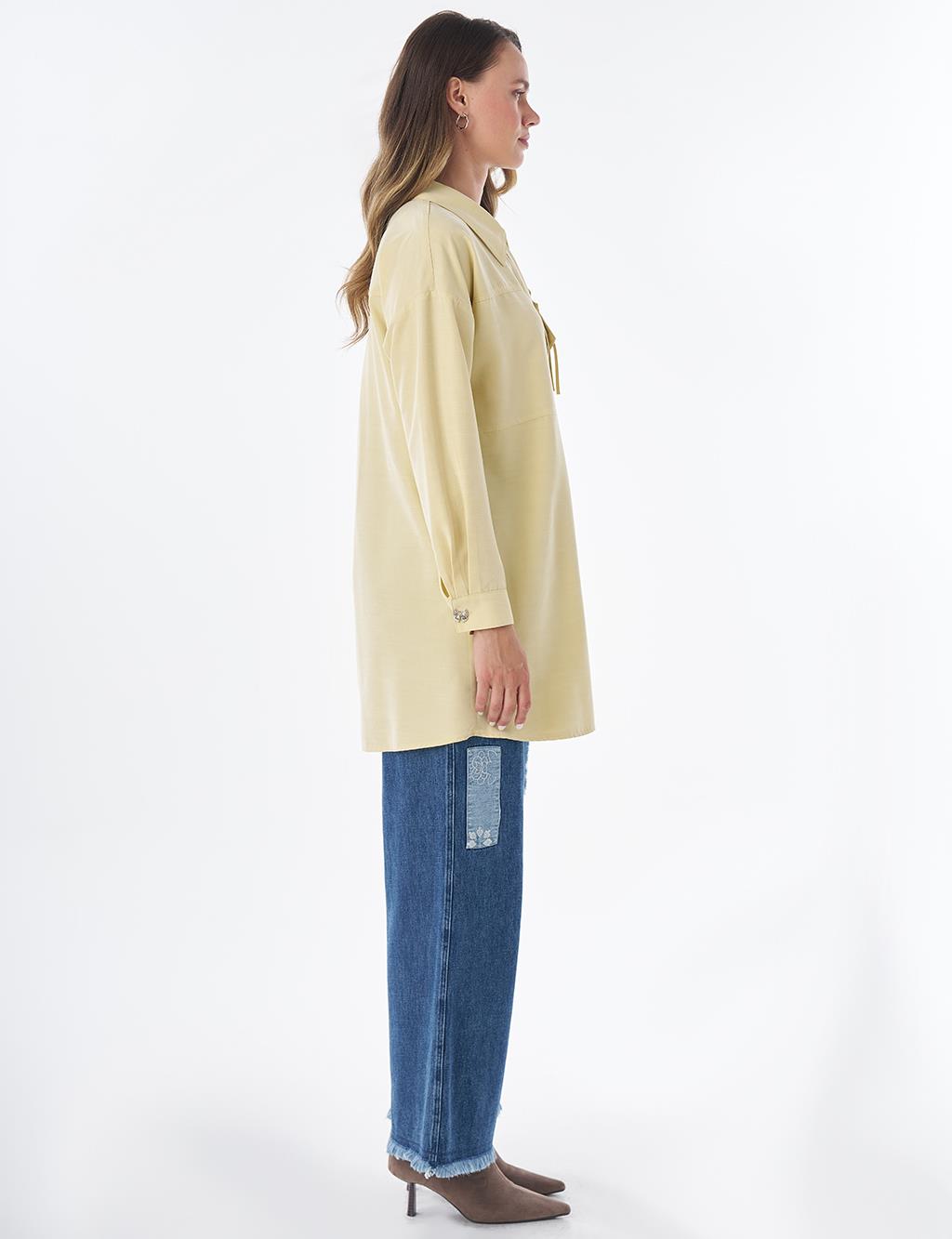 Bow Detail Modal Tunic – Lemon