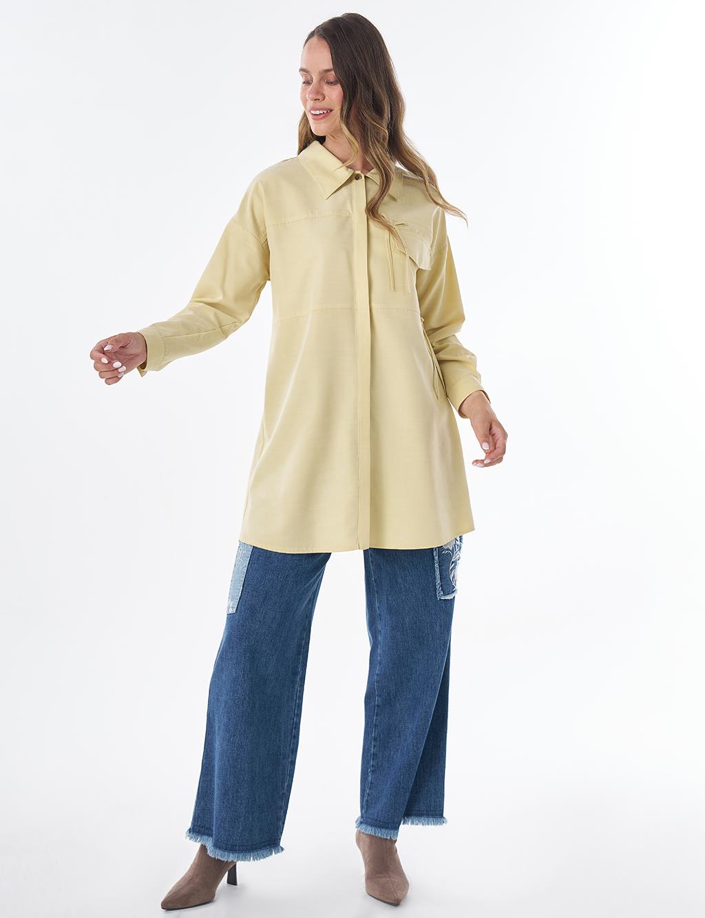 Bow Detail Modal Tunic – Lemon