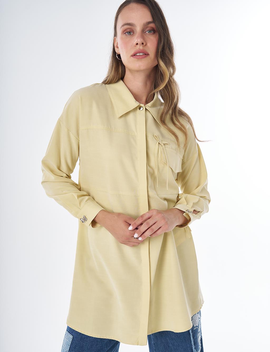 Bow Detail Modal Tunic – Lemon