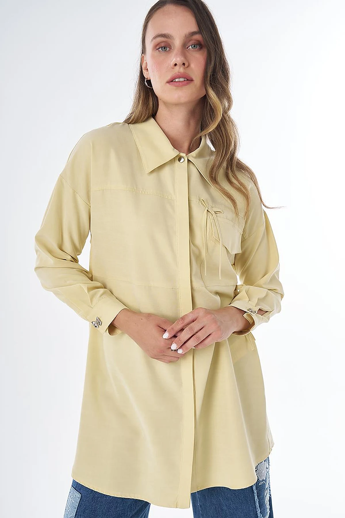 Bow Detail Modal Tunic – Lemon
