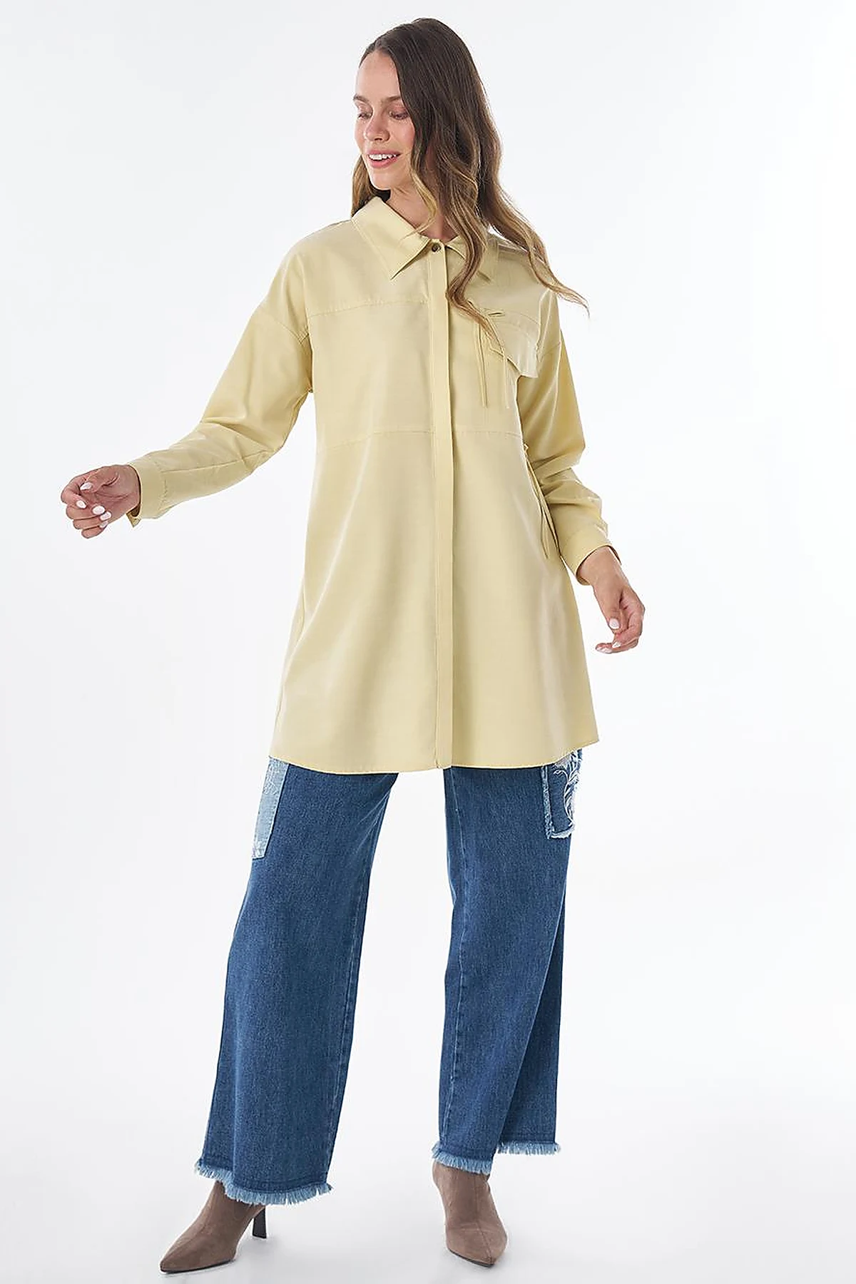 Bow Detail Modal Tunic – Lemon