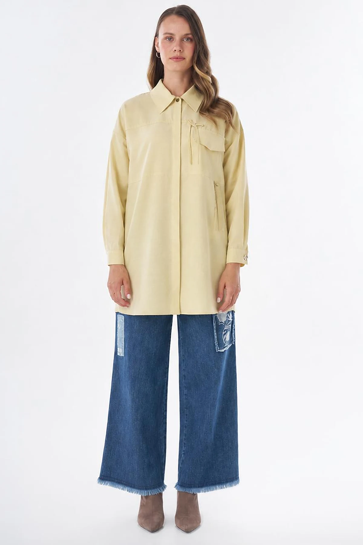 Bow Detail Modal Tunic – Lemon