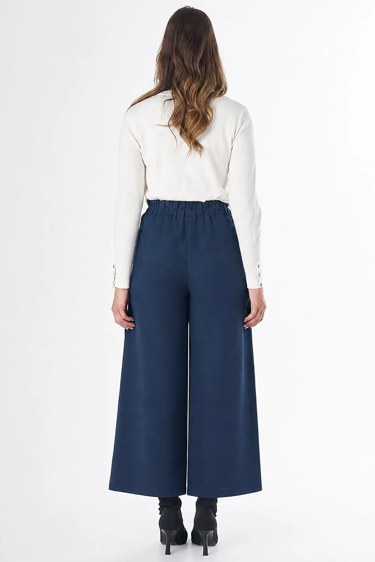 Wide-Leg Cotton Linen Pants – Dark Navy