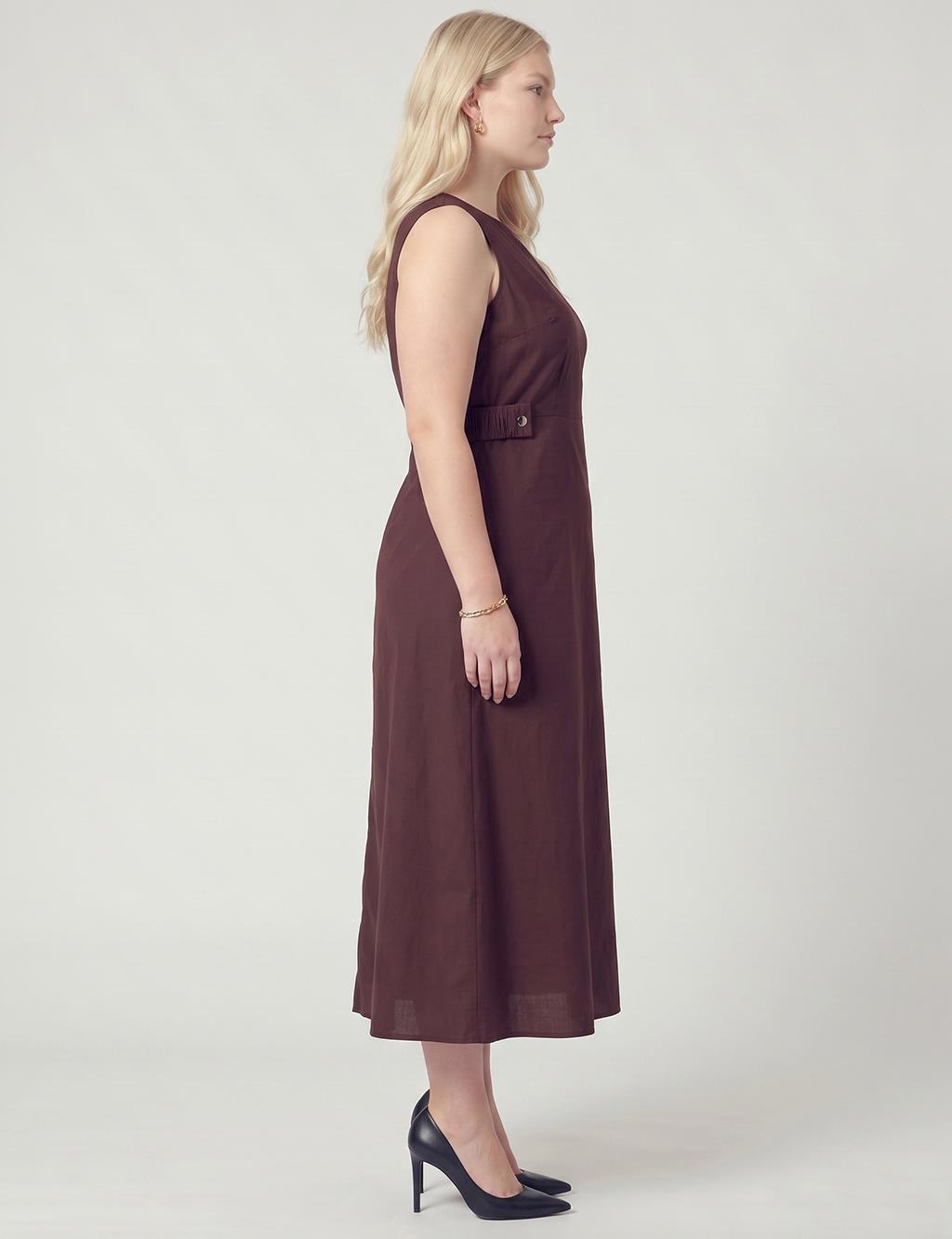 Waist Detail Dress – Dark Burgundy