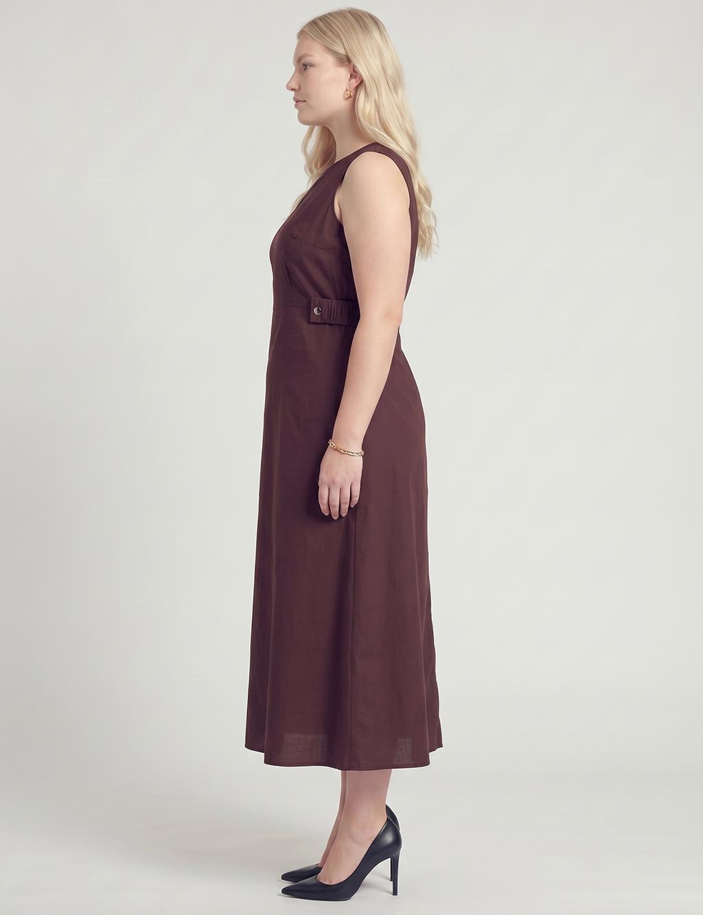 Waist Detail Dress – Dark Burgundy