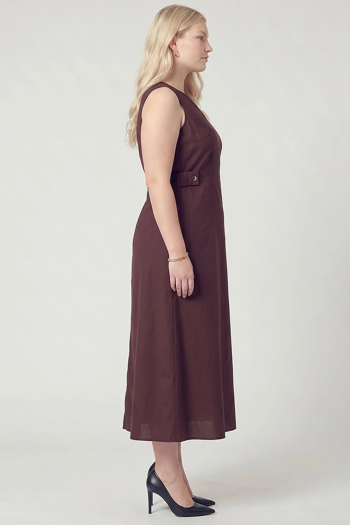 Waist Detail Dress – Dark Burgundy
