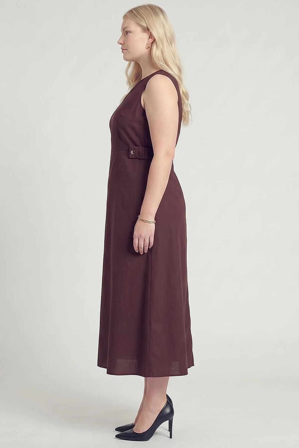 Waist Detail Dress – Dark Burgundy