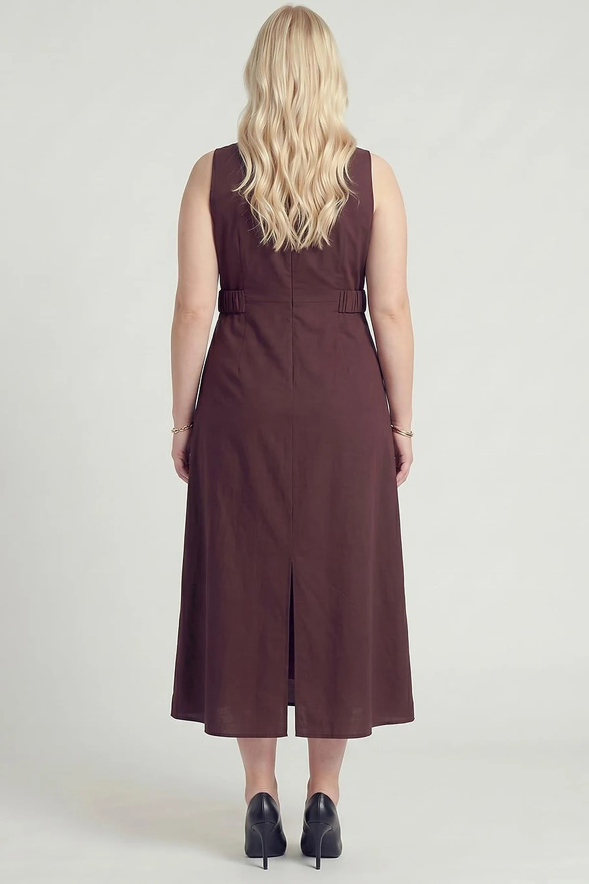 Waist Detail Dress – Dark Burgundy