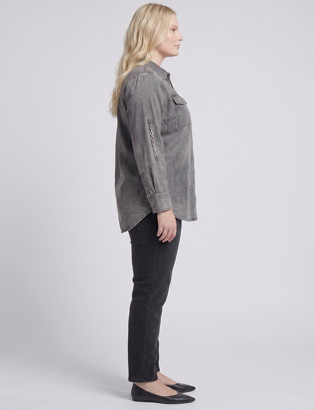 Zip-Up Chain Detail Blouse Black