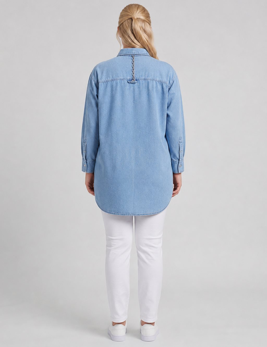 Zip-Up Chain Detail Blouse Blue
