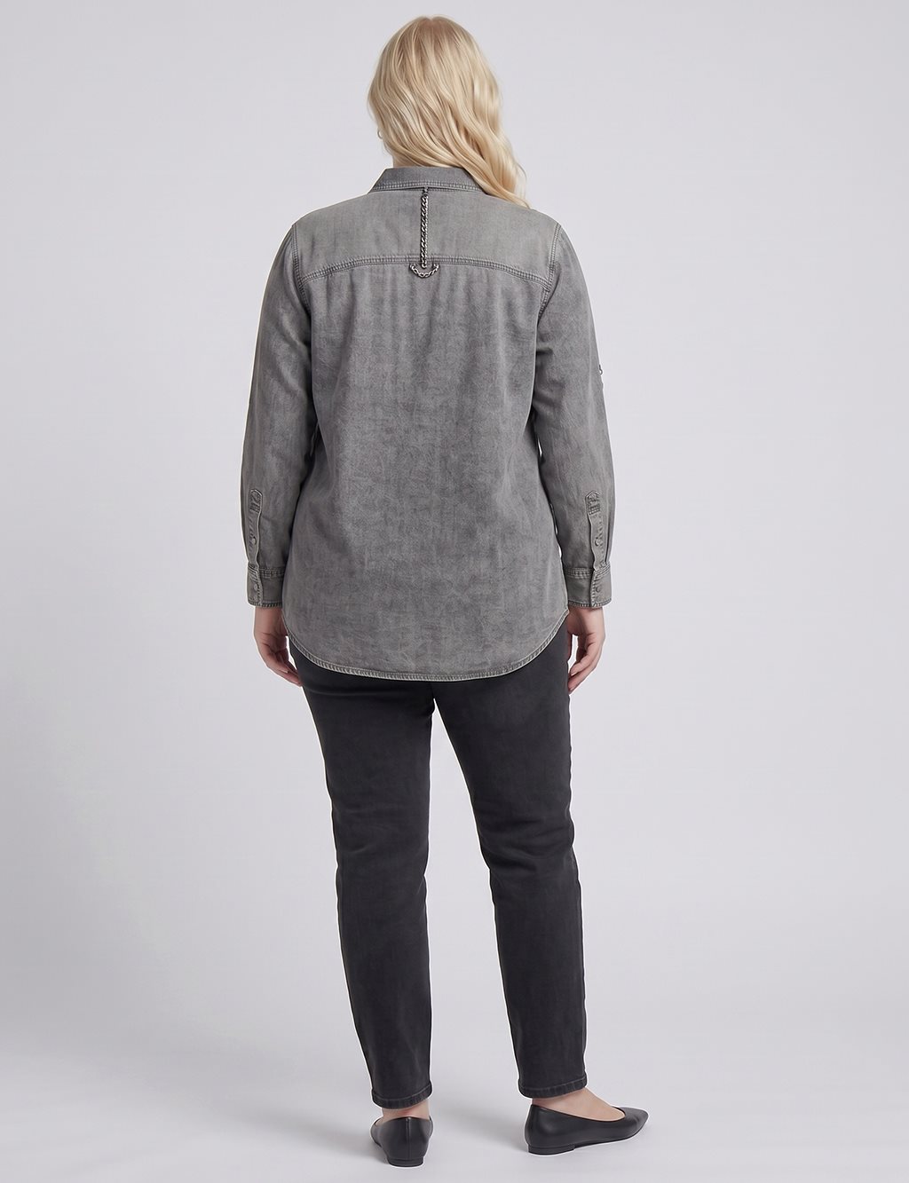 Zip-Up Chain Detail Blouse Black