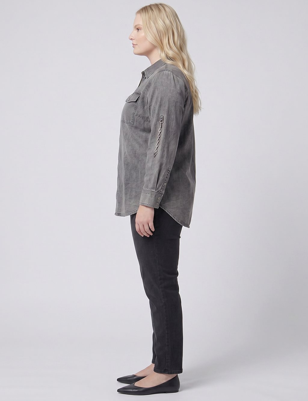 Zip-Up Chain Detail Blouse Black