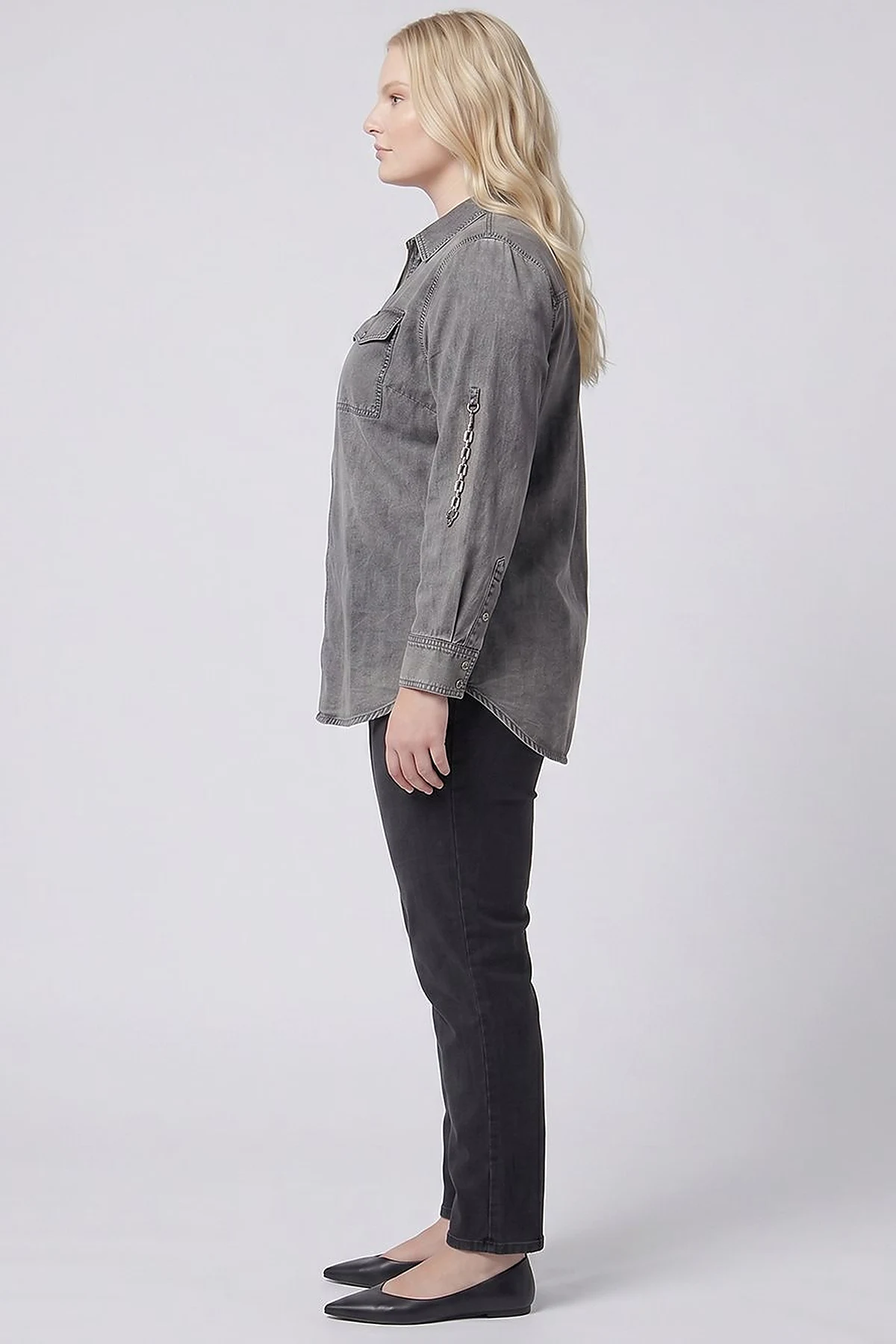 Zip-Up Chain Detail Blouse Black