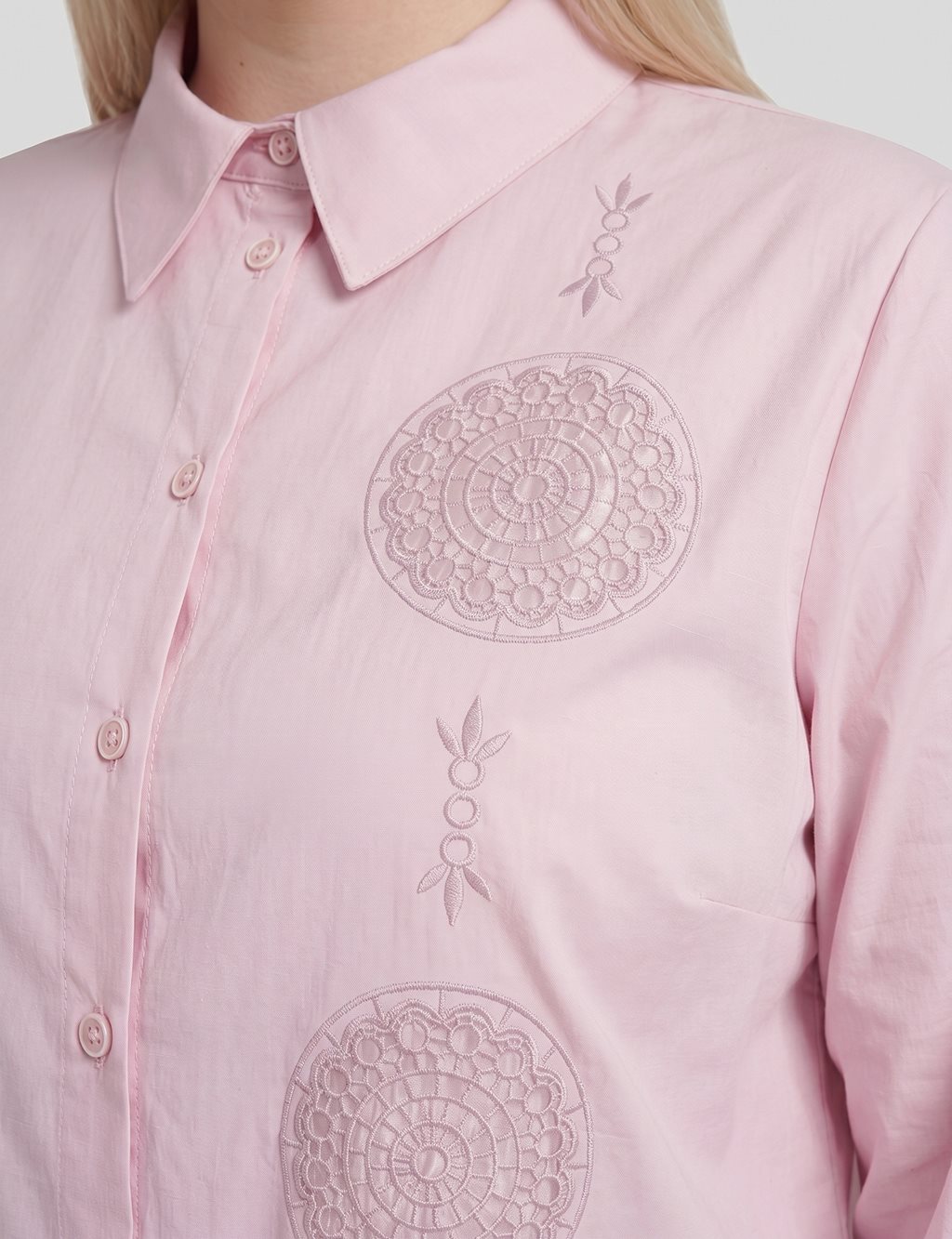 Embroidered Detail Cotton Blouse – Lilac
