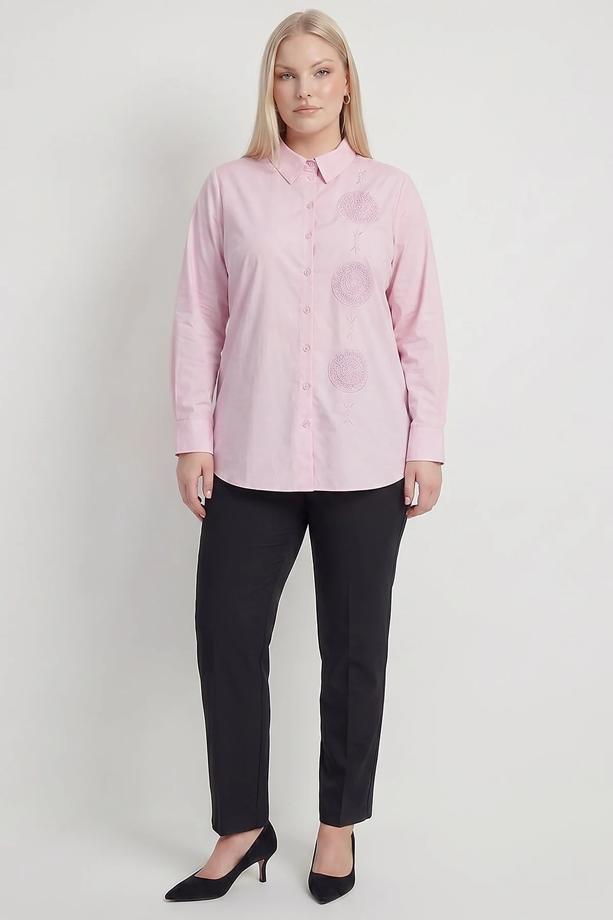 Embroidered Detail Cotton Blouse – Lilac