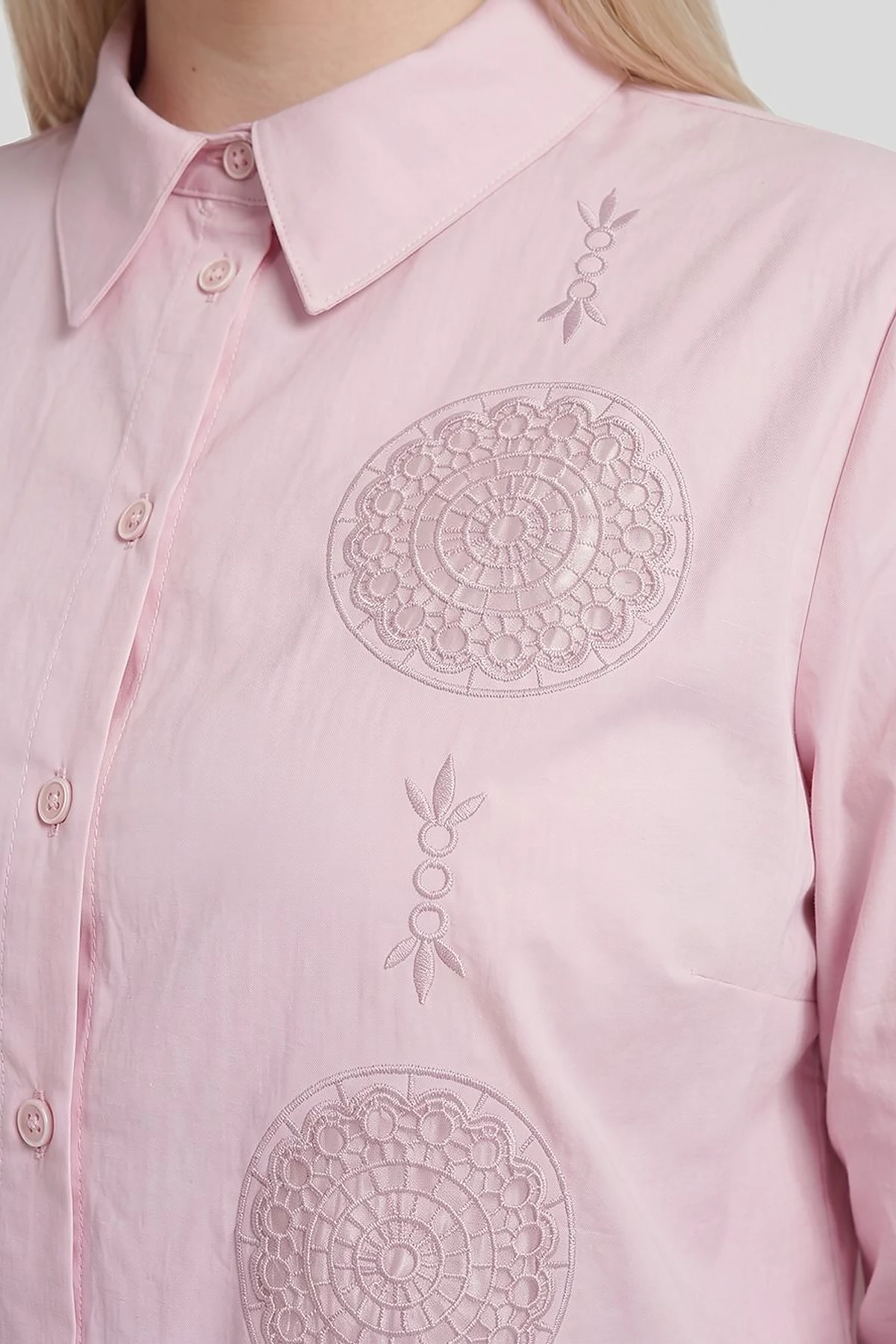 Embroidered Detail Cotton Blouse – Lilac