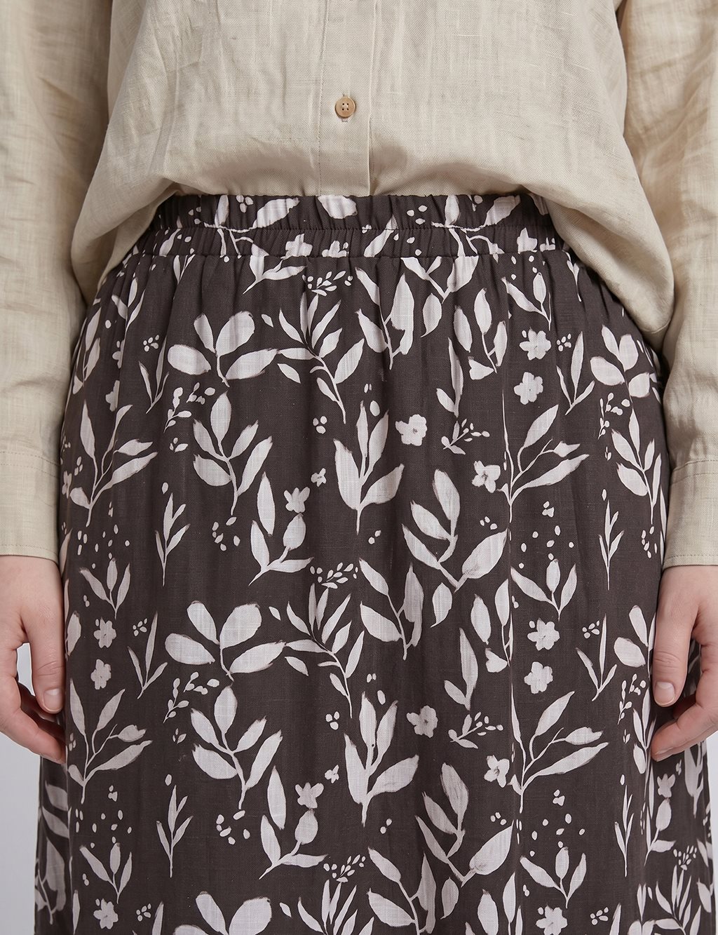 Floral Print Skirt – Brown