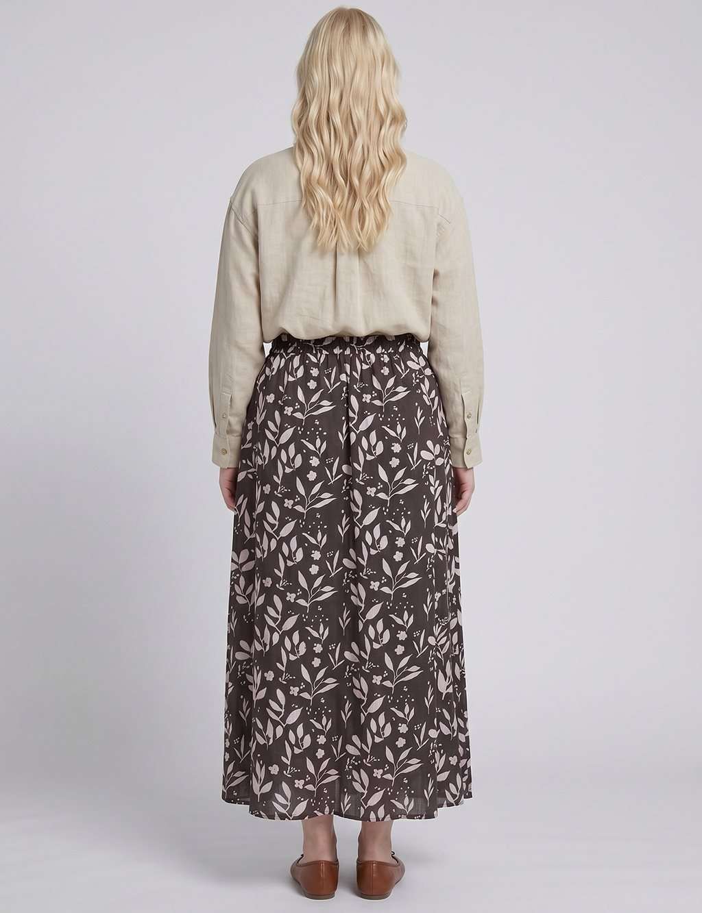 Floral Print Skirt – Brown