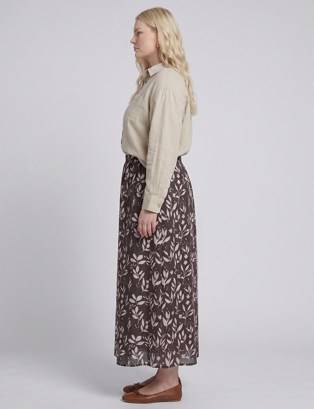 Floral Print Skirt – Brown