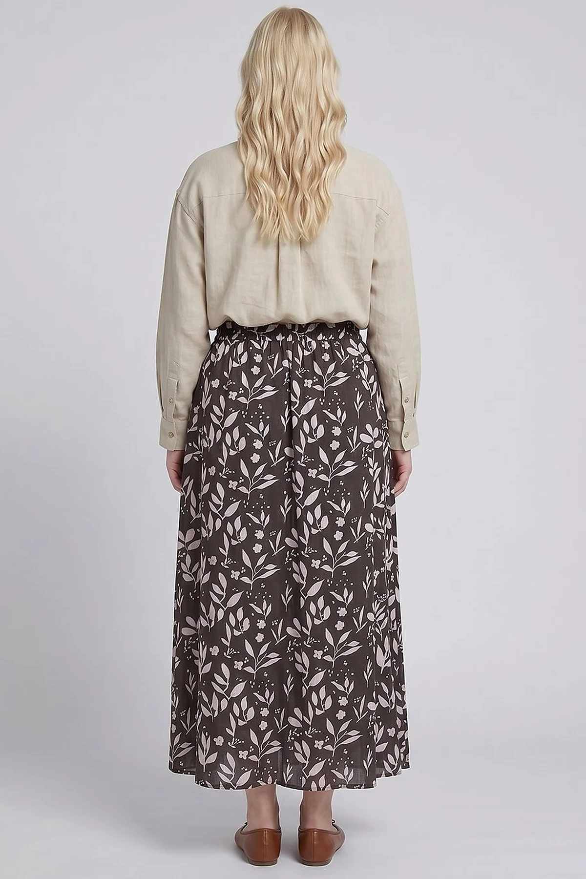 Floral Print Skirt – Brown