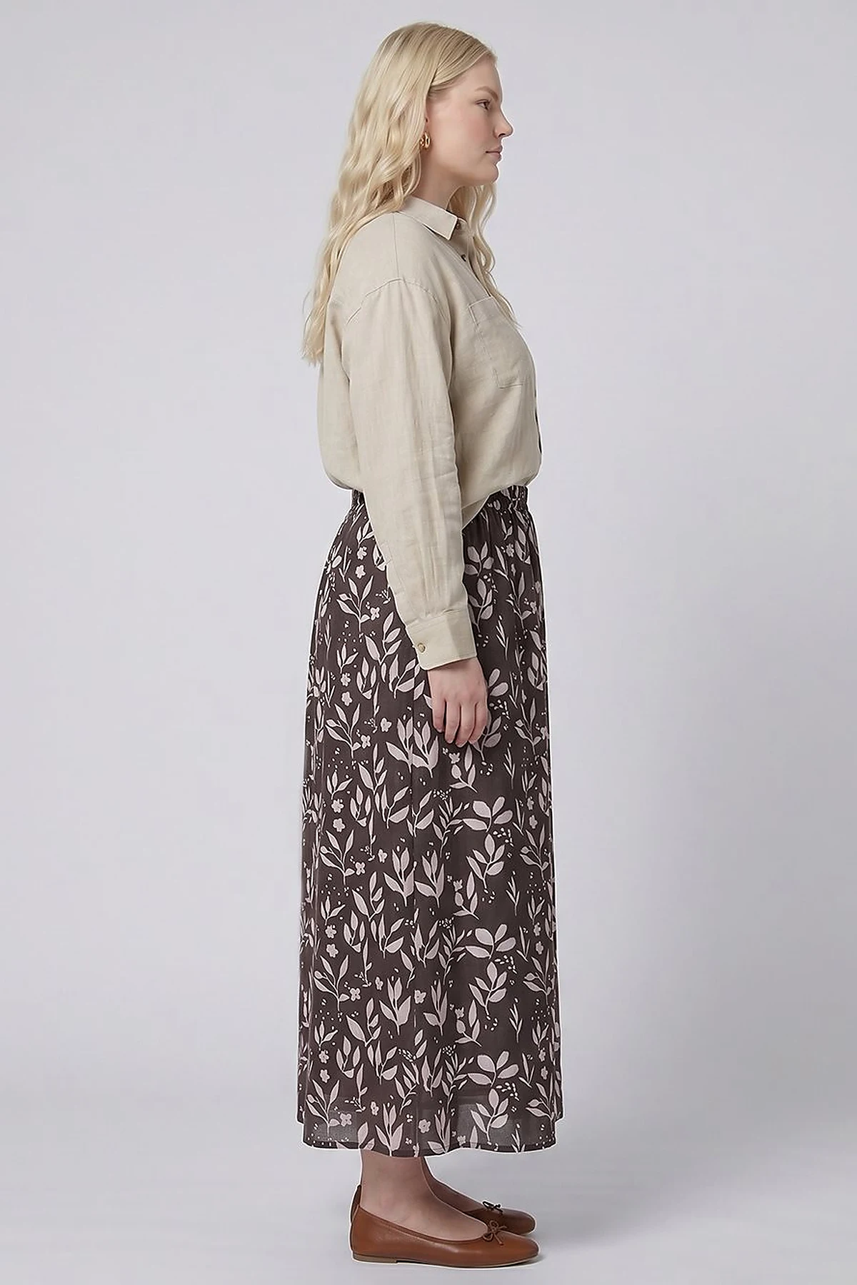 Floral Print Skirt – Brown