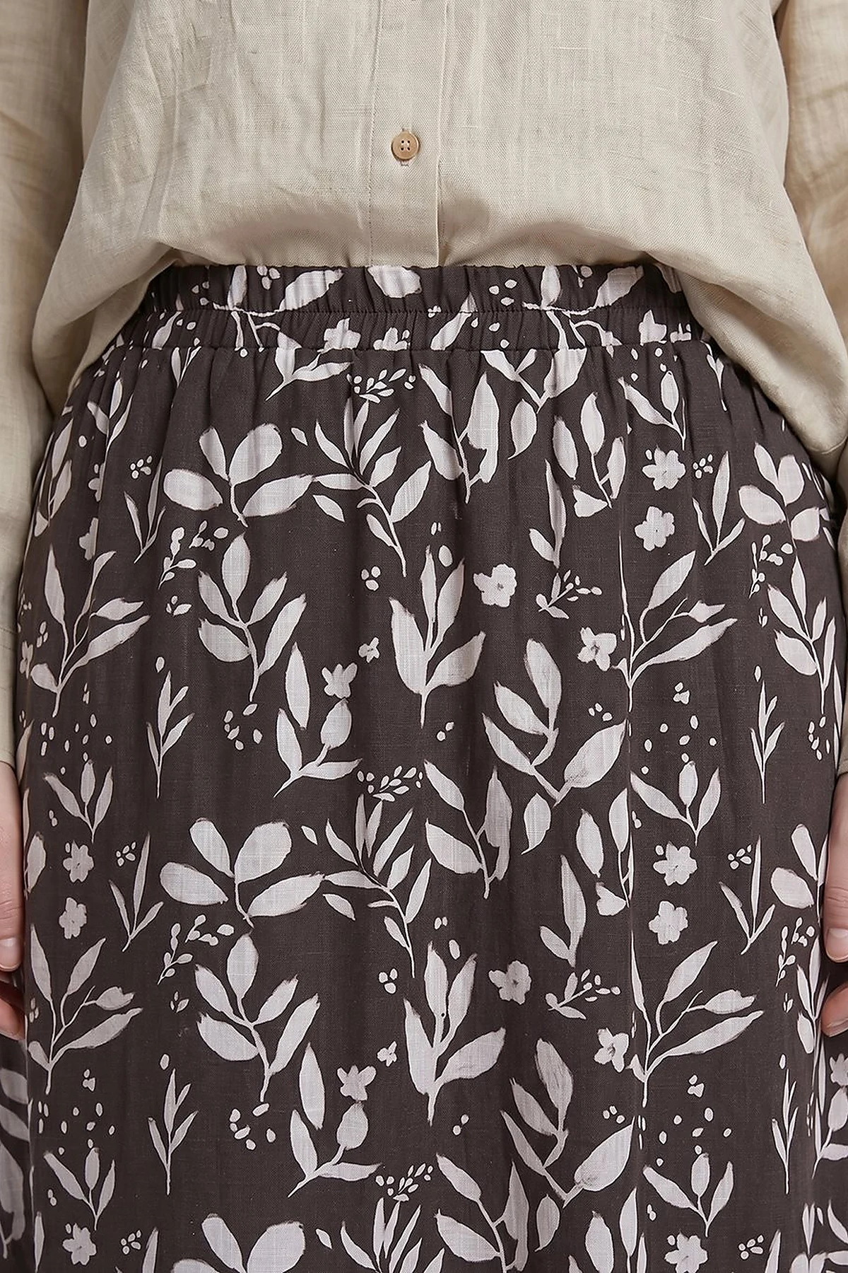 Floral Print Skirt – Brown