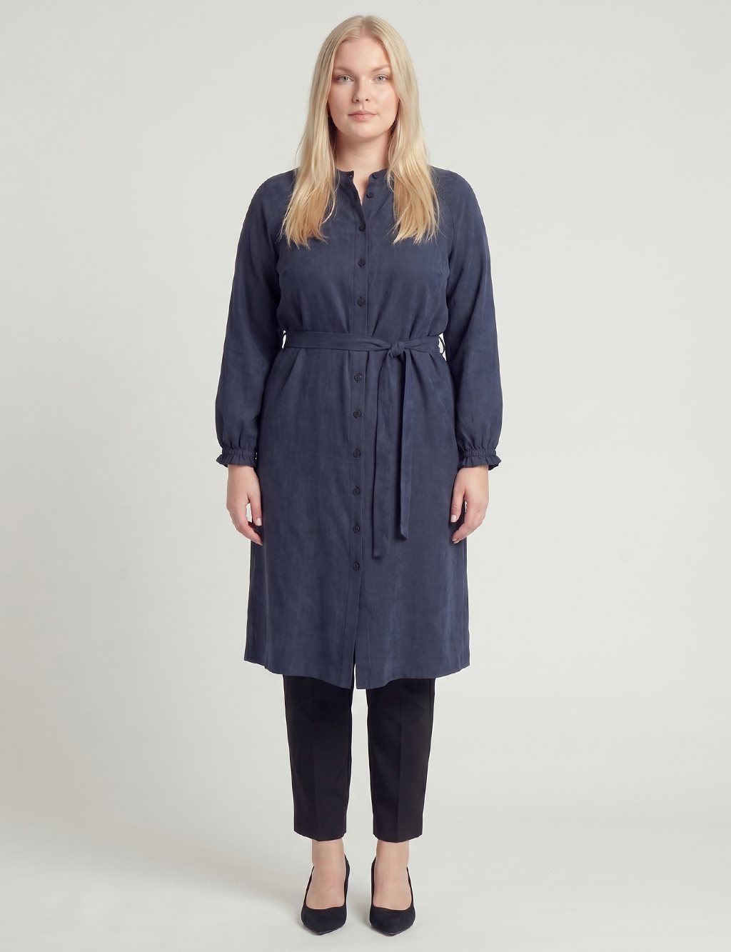 100% Lyocell Raglan Sleeve Long Tunic – Dark Navy