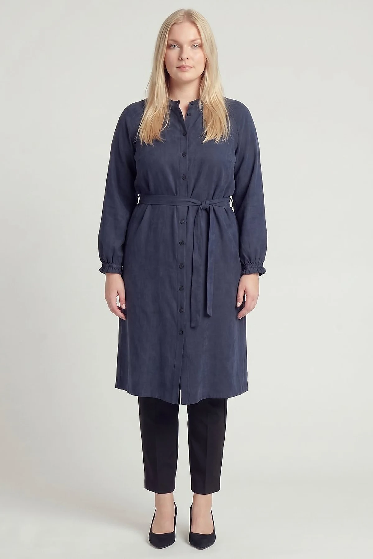 100% Lyocell Raglan Sleeve Long Tunic – Dark Navy