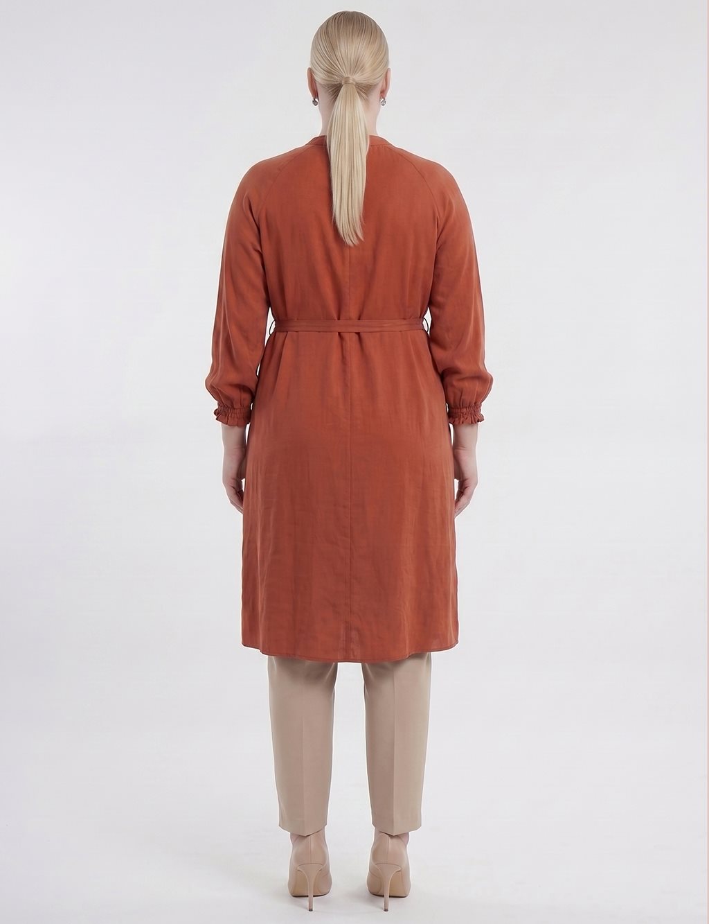 100% Lyocell Raglan Sleeve Long Tunic – Brick