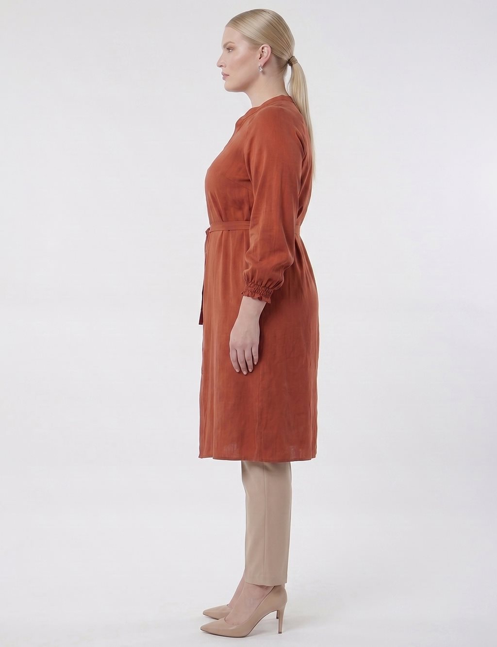 100% Lyocell Raglan Sleeve Long Tunic – Brick