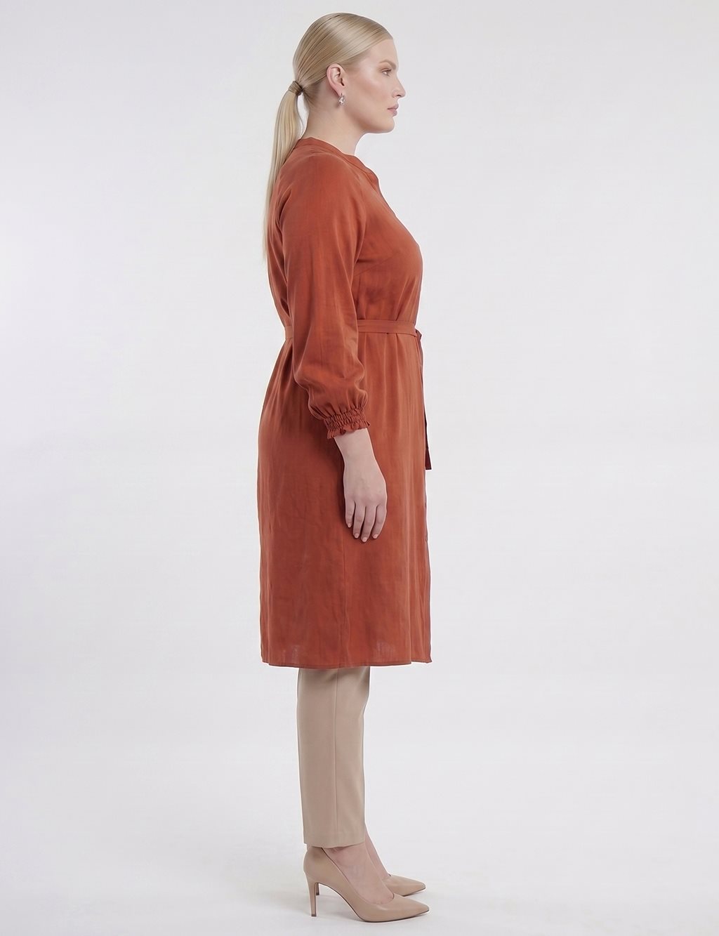 100% Lyocell Raglan Sleeve Long Tunic – Brick