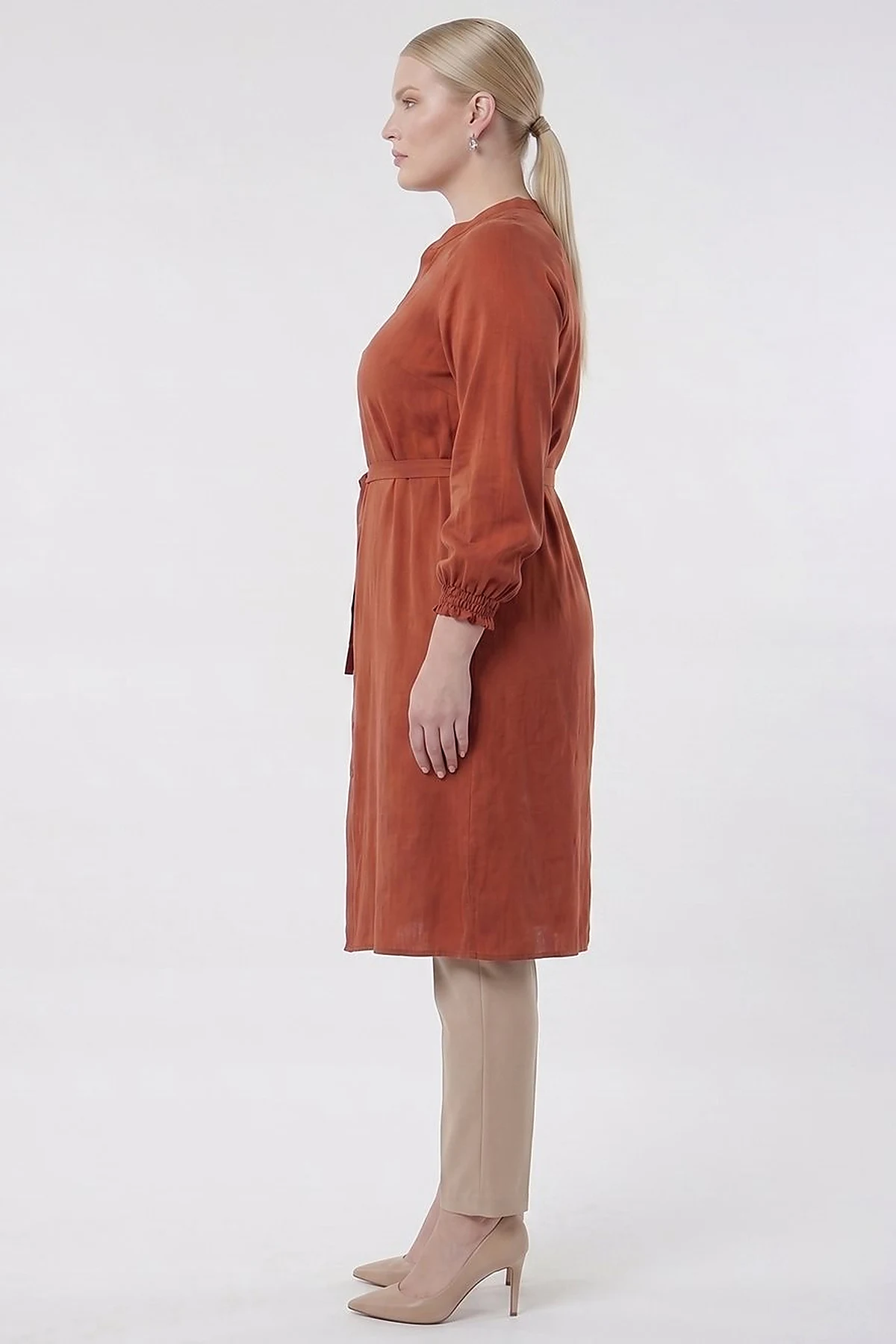 100% Lyocell Raglan Sleeve Long Tunic – Brick