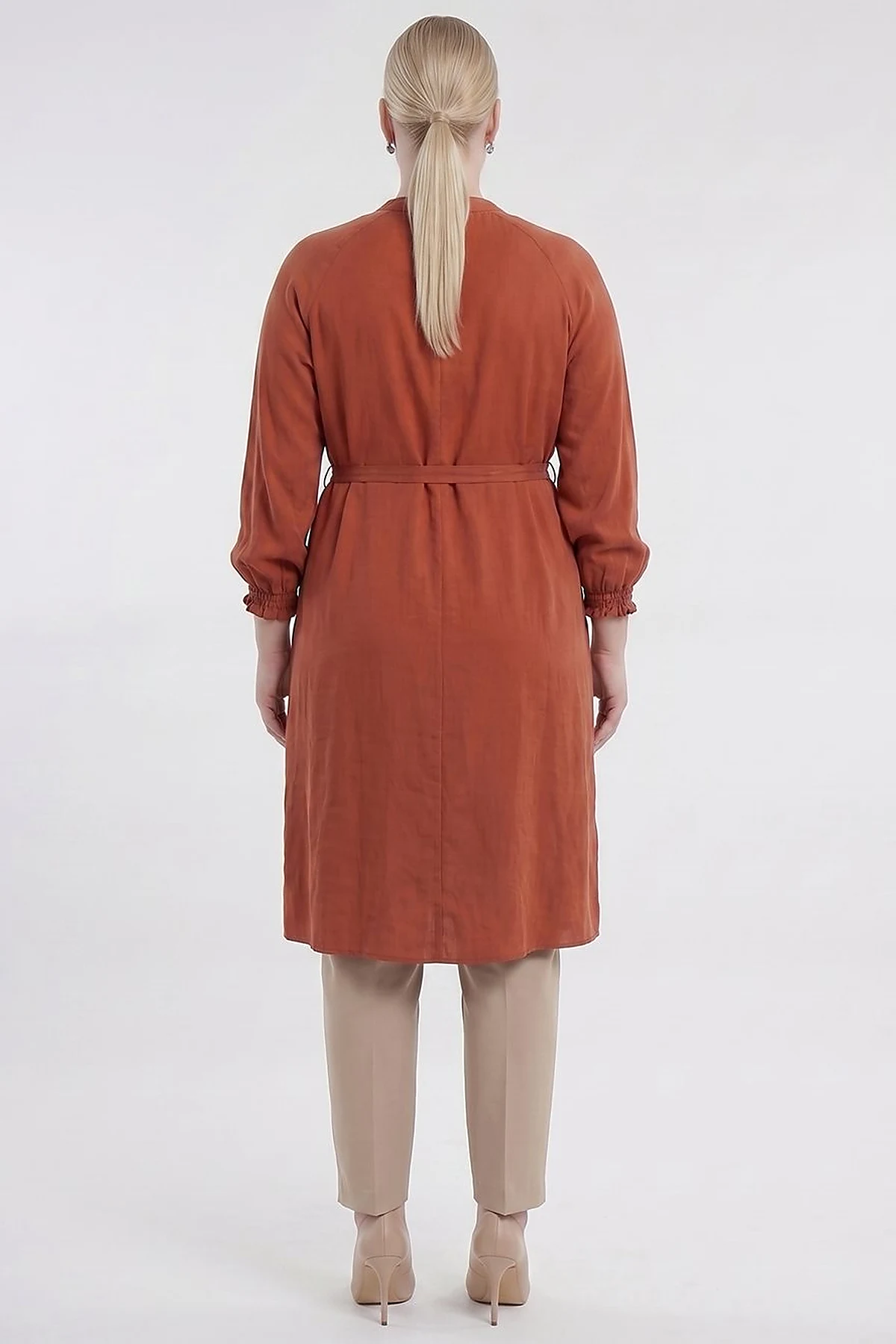 100% Lyocell Raglan Sleeve Long Tunic – Brick