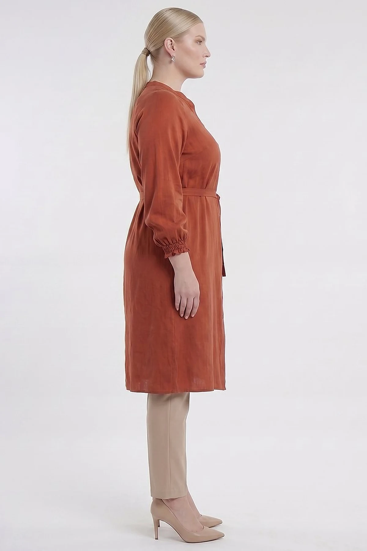 100% Lyocell Raglan Sleeve Long Tunic – Brick