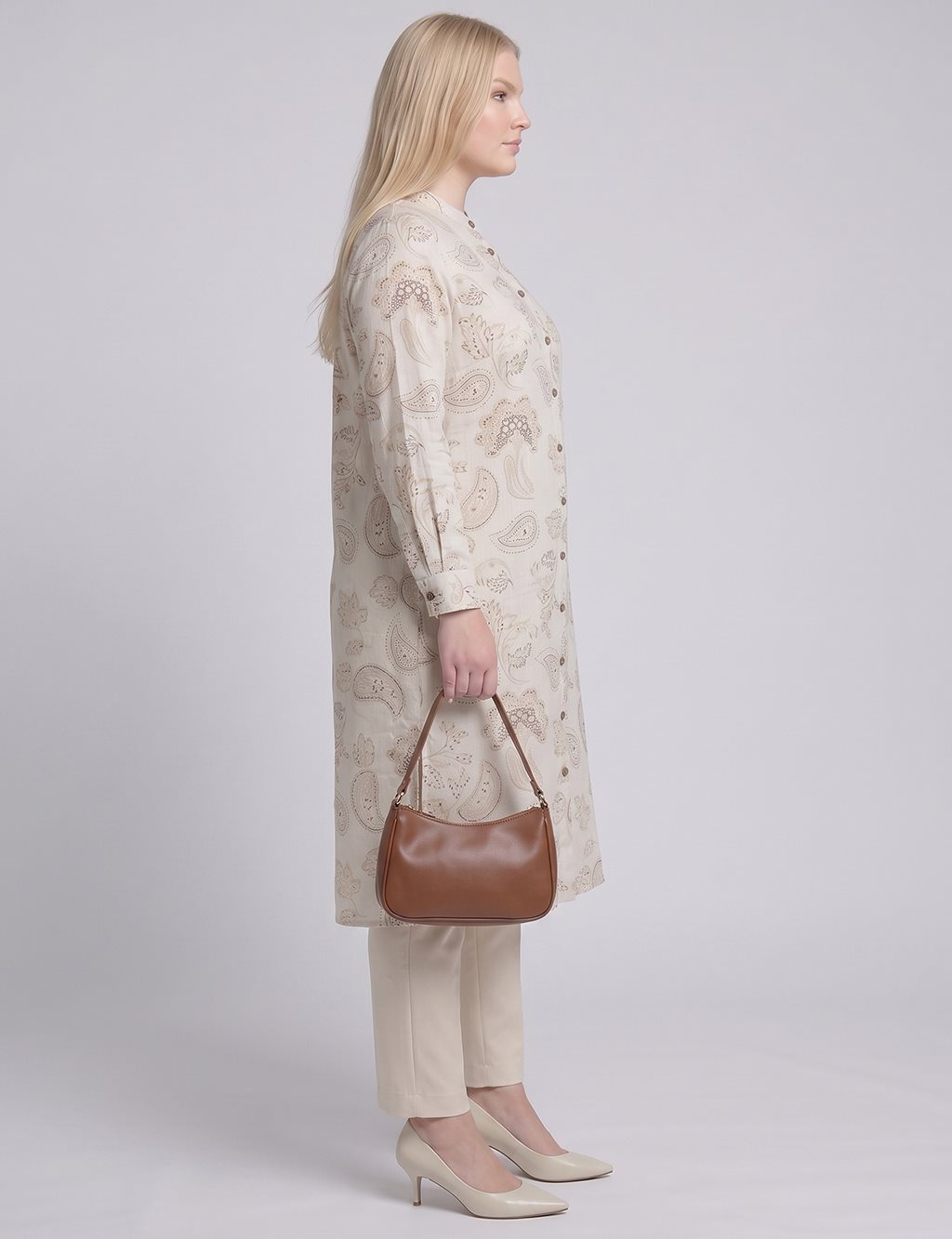 100% Cotton Patterned Tunic – Cream