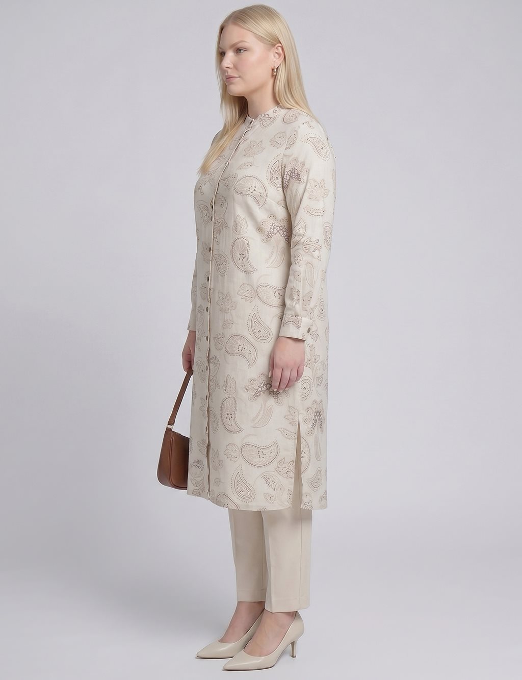 100% Cotton Patterned Tunic – Cream