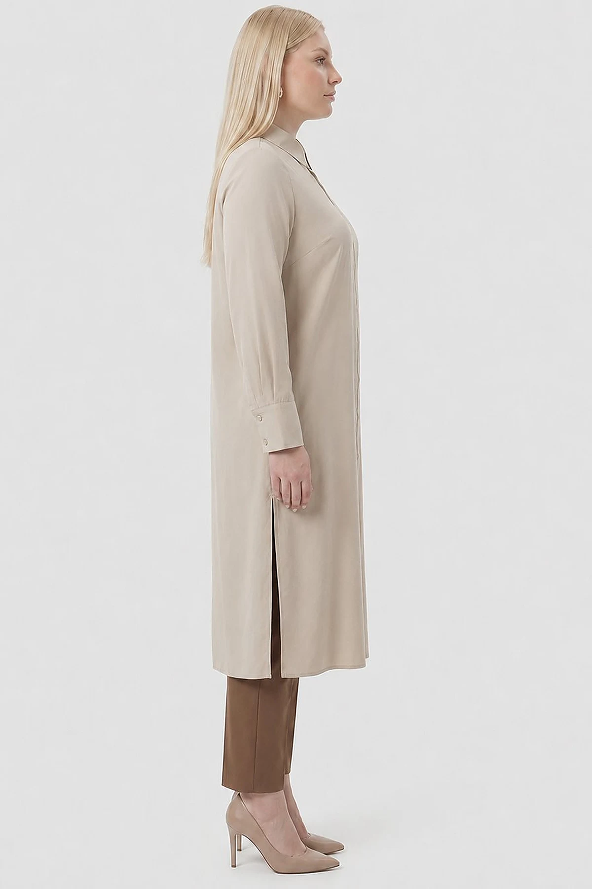 Embroidered Appliqué Modal Long Tunic – Moss Green