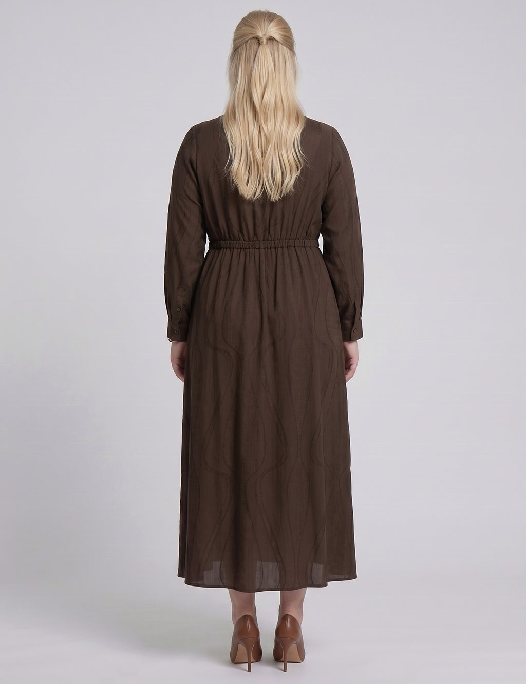 100% Lyocell Patterned Dress – Chocolate