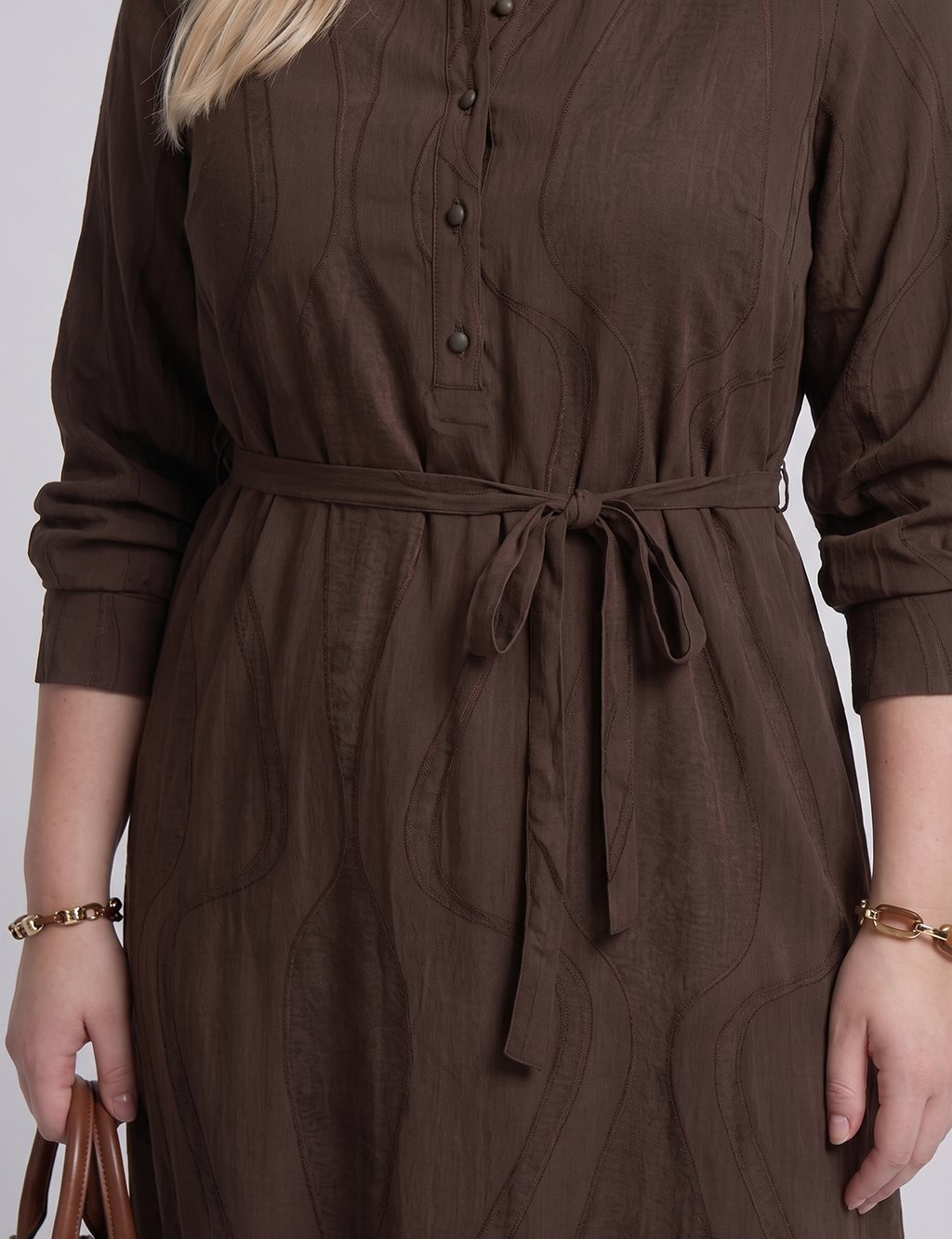 100% Lyocell Patterned Dress – Chocolate