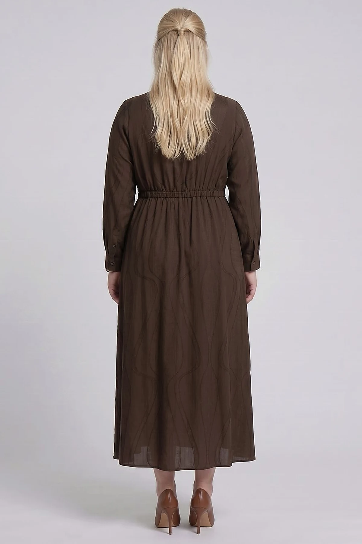 100% Lyocell Patterned Dress – Chocolate
